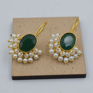 Última nueva llegada de latón chapado en oro mopa piedra colgante pendiente piedra mate chapado en oro pendientes joyería de moda pendientes mujeres - Product Image 1