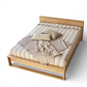 Modern Minimalist Solid Teak Wood Hand Carved <b>Storage</b> Platform <b>Bed</b> <b>Frame</b> Japanese Style Low Profile <b>Queen</b> Size Home Hotel - Product Image 3