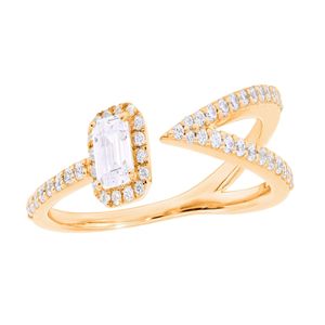 Round And Emerald Diamond <b>Unique</b> Design <b>Engagement</b> <b>Ring</b> For Women - Product Image 1