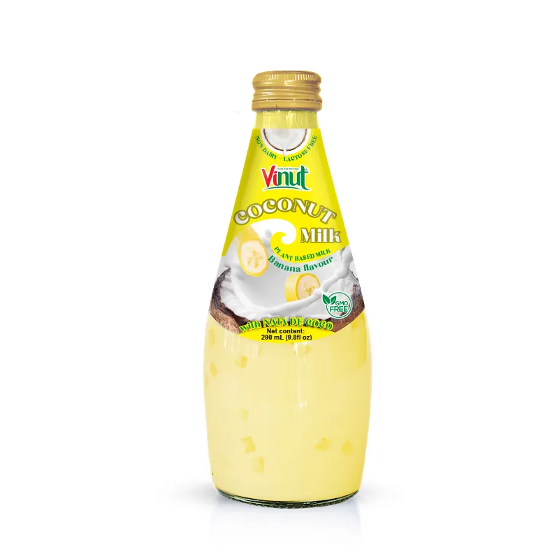 290Ml Glazen Fles Vinut Kokosmelk Banaan 9.8 Floz Nata De Coco Drank Distributeur Eigen Merk Vegan Melk Moer melk