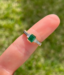 Anillo de racimo de Esmeralda colombiana para mujer, anillo de moda de boda de estilo Art Deco chapado en oro amarillo de 18 quilates, joyería - Product Image 4