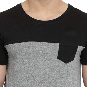 เสื้อยืดลายสีทึบมีสไตล์ใหม่สำหรับผู้ชายสวมใส่สบายๆในชีวิตประจำวันทำจากผ้าฝ้ายโพลีเอสเตอร์เสื้อเย็บและซัก - Product Image 6