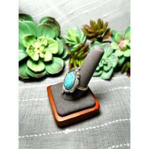 Daniel Benally Fine Jewelry Kingman Turquoise & Sterling <b>Silver</b> <b>Statement</b> <b>Ring</b> Bezel Setting Size 10 Everyday Wear - Product Image 3