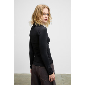 GRIMELANGE <b>Women's</b> Square Neck <b>Bolero</b> Blouse with Side Ruched Long Sleeves and Stretch Fabric - Product Image 6