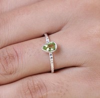 Anillo Clásico de Plata de Ley 925 Sólida con Peridoto Natural Brillante de Corte Pera, Engaste de Bisel, Martillado, para Fiesta, Vermeil Eternity