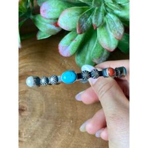 Chimney Butte Multi-Stone & Sterling Silver Cuff Bracelet Fashionable Stone & Silver Bangle for Women - Product Image 3