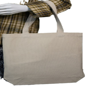 Bolsa de lona de algodón orgánico Calicó reutilizable ecológica, bolsa de compras de comestibles en blanco con logotipo personalizado impreso, material reciclado - Product Image 3