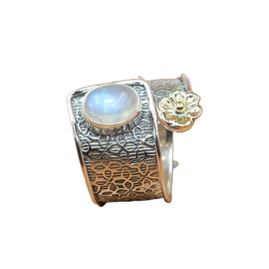 Natural Blue Fire Rainbow Moonstone <b>Ring</b> Handmade Adjustable 925 Sterling Silver <b>Statement</b> <b>Ring</b> Unique Moonstone Jewelry - Product Image 1
