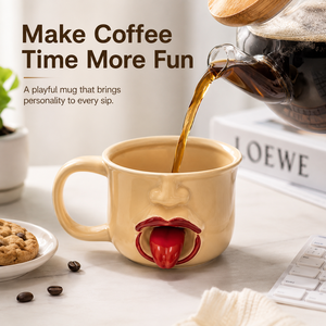 Mug en céramique amusant avec langue qui sort, design 3D créatif, tasse à eau pour le bureau, cadeau rigolo - Product Image 2