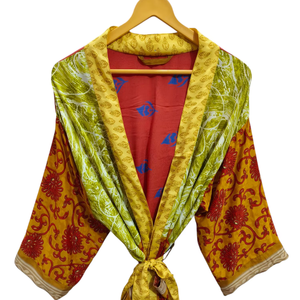 ชุดเดรสสำหรับเจ้าสาวเสื้อคลุมส่าหรีสไตล์อินเดียเสื้อคลุมสำหรับเป็นของขวัญชุดปาร์ตี้ชายหาดชุดกิโมโนผ้าไหมส่าหรีพิมพ์ลายอินเดีย - Product Image 1