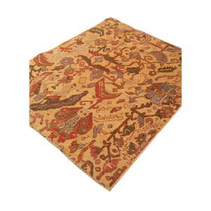 Tapis en laine noué à la main Aalam Gold Paem-256 9x12 rectangulaire à motif médaillon puzzle pour salon, entrée et couloir - Product Image 2