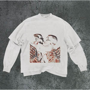 เสื้อยืดผ้าฝ้ายสองชั้นสำหรับผู้ชายระบายอากาศได้ดีแขนยาวผ้าฝ้าย100% - Product Image 4