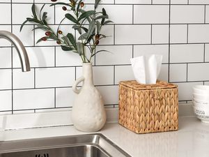 Vente chaude Naturel Écologique À La Main En Bambou De Luxe Beige Boîte À Mouchoirs Emballage Personnalisé Jacinthe D'eau Décoration Fait - Product Image 5