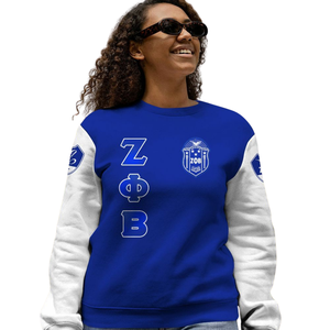 Sudadera Bordada con Letras Griegas de Zeta Phi Beta para Mujer, Azul, Hermandad, Cuello Redondo, 1920 - Product Image 5
