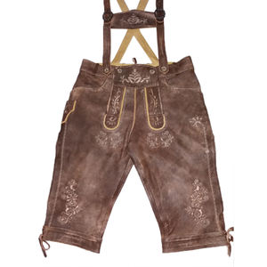 Kniebundhose เอวสูงเยอรมัน Oktoberfest บาวาเรียสิบสไตล์ลำลองผ้าทอซักสีเข้ม - Product Image 6