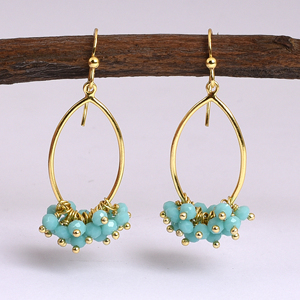 Amazonita natural 925 plata esterlina cuentas redondas pendientes joyería - Product Image 6