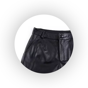 Short noir uni de haute qualité grande taille pour femmes en cuir respirant du Pakistan prix bon marché court - Product Image 4