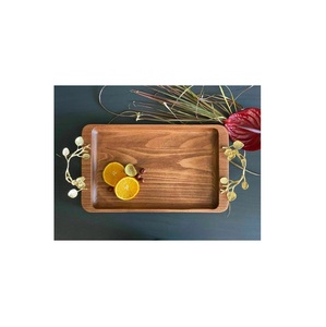 ถาดเสิร์ฟไม้หรูหราพร้อมรูปลักษณ์แบบโบราณและด้ามจับโลหะทรงอุทธรณ์สำหรับการโฮสต์แขก - Product Image 1