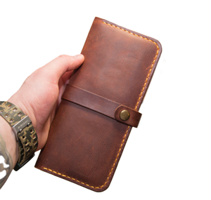 Bolsillo de teléfono con tarjetero para hombre, billetera de cuero genuino, regalo largo, calidad Premium, OEM, para viaje - Product Image 1