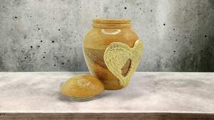 Wooden Cremation Urns for Ashes Adult Male/Female -Beautiful Unique 3D Style Decorative Urns W/<b>Velvet</b> <b>Bag</b> -5" Mango (Angel Wings - Product Image 4