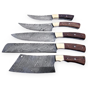 Vente en gros de couteaux de chef japonais personnalisés de qualité supérieure OEM ODM service professionnel Damas ensemble de couteaux de chef à manche en bois - Product Image 1