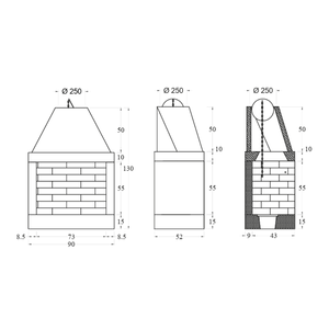 Chimenea de Leña Prefabricada de Pared con Intercambiador de Calor Reversible, Fabricada con Material Refractario-QR90REF - Product Image 2