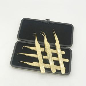 แหนบสำหรับต่อขนตาทำจากสเตนเลสสตีลสำหรับใช้ในการต่อขนตาสีเหลืองทอง - Product Image 3