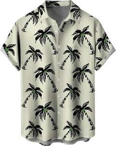 Chemises Aloha Hawaïennes pour Hommes en Coton 100% avec Motif Personnalisé et Logo Imprimé, Vêtements de Plage d'Été à Boutons - Product Image 1