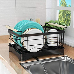 Égouttoir à vaisselle <span class=keywords><strong>de</strong></span> <span class=keywords><strong>cuisine</strong></span> en gros avec bac <span class=keywords><strong>d</strong></span>'égouttement, égouttoir à vaisselle en métal avec porte-<span class=keywords><strong>ustensiles</strong></span> pour utilisation sur le comptoir - Product Image 6