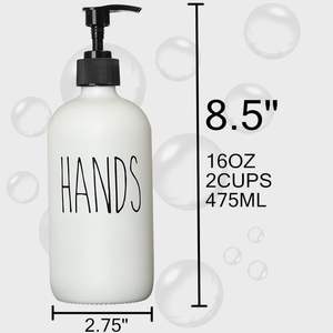 Juego económico <span class=keywords><strong>de</strong></span> 2 platos <span class=keywords><strong>de</strong></span> mano <span class=keywords><strong>de</strong></span> vidrio dispensador <span class=keywords><strong>de</strong></span> jabón cocina <span class=keywords><strong>baño</strong></span> 16 Oz botella <span class=keywords><strong>de</strong></span> vidrio líquido recargable con bomba negra - Product Image 4