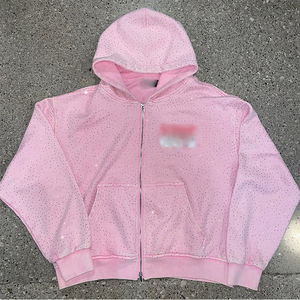 Streetwear d'hiver Survêtements solides Applique personnalisée Broderie Lavée Pull Cropped Cut Sew Hooded Baggy Flare Stacked - Product Image 6