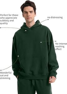 Sudaderas Casuales de Invierno para Hombre, Color Sólido, 100% Algodón, Felpa, Corte Regular, Secado Rápido, Ecológicas y Transpirables - Product Image 3