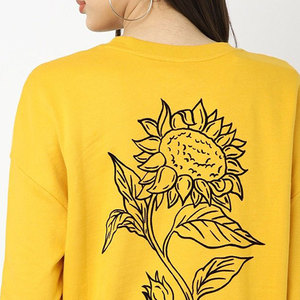 Coton personnalisé sérigraphié coton col rond surdimensionné épaules tombantes vêtements respirants sweat-shirt pour femmes pour fille - Product Image 6
