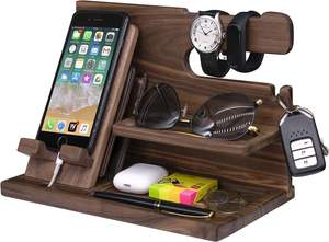 Station d'accueil pour téléphone pour hommes cadeaux pour papa mari grand-père organisateur de table de chevet avec porte-clés portefeuille montre organisateur cadeau - Product Image 6