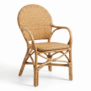 Modern Rattan <b>Dining</b> <b>Chair</b> with Armrests Minimalist Design Eco-Friendly Indoor Outdoor Furniture Stable Rattan Legs Home Decor - Product Image 1