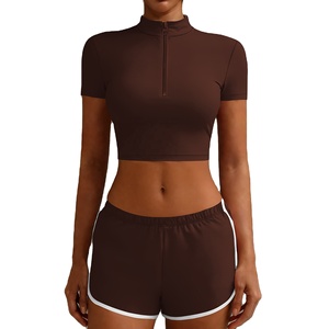 Conjunto Deportivo de Top Corto y Pantalones Cortos para Mujer, Ropa Deportiva de Dos Piezas para Entrenamiento en el Gimnasio y Uso Diario - Product Image 1