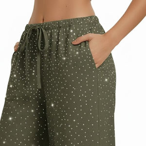 Service OEM Vêtements décontractés pour femmes Pantalons en strass pour l'extérieur Qualité supérieure Prix abordable Pantalons amples pour femmes - Product Image 5