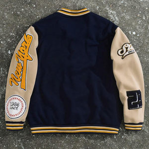 แจ็กเก็ตเบสบอลมหาวิทยาลัยสำหรับผู้ชายขนาดใหญ่พิเศษพิมพ์ลายตัวอักษรสีคมชัดแบบลำลองใส่สบายสำหรับฤดูใบไม้ร่วงกลางแจ้ง - Product Image 2