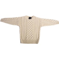 Pull classique en maille torsadée respirant et écologique à col ras du cou pour garçons, en mélange de laine épaisse pour l'hiver avec propriétés anti-rétrécissement