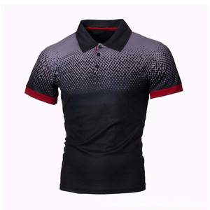 Venta al por mayor de los hombres de encargo de alta calidad de poliéster Spandex Golf para camisa de polo con patrón sólido hoja cuello sublimación impresa - Product Image 1