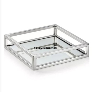 Nueva bandeja decorativa con acabado pulido brillante, forma rectangular, Floral mango de diseño, bandeja para servir en hotel y restaurante - Product Image 3