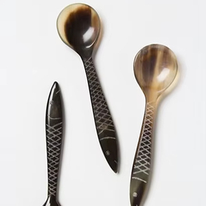 Indian Handmade Horn Spoon New Design <b>with</b> Long <b>Handle</b> High Quality Agate Cutlery Buffalo Horn Spoon in All Sizes Animal Style - Product Image 1