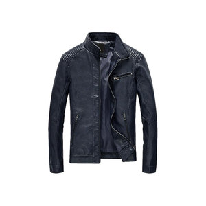 Chaqueta de cuero para uso en exteriores, chaqueta de cuero con cuello levantado, chaqueta de cuero para hombre - Product Image 1
