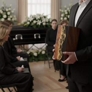 Handmade Wood & Gold Resin Urn <b>Box</b> Black Epoxy Cremation Urn Unique Wooden Funeral <b>Box</b> for Human Ashes <b>Memorial</b> <b>Keepsake</b> Urn - Product Image 6