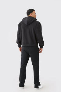 Sweat à capuche de sport unisexe avec logo personnalisé OEM pour hommes hiver thermique 100% coton épaules tombantes surdimensionné épais doublé polaire teint uni - Product Image 2