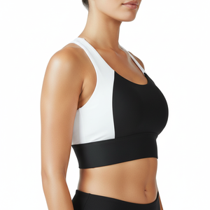 Custom Two Tone Sports <b>Bra</b> Contrast Color Panel Yoga Top High Impact Sleeveless Workout Gym <b>Bra</b> Athletic Wear for Women - Product Image 3
