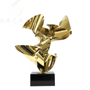 Sculpture en métal inoxydable Sculpture abstraite en métal moderne Décoration intérieure de table en métal - Product Image 3