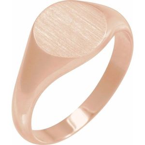 Stuller Round Signet <b>Ring</b> 57836:112P Fashionable 14K Rose Gold and 18K Inlay on Stainless Steel Trendy Gift Jewelry - Product Image 1