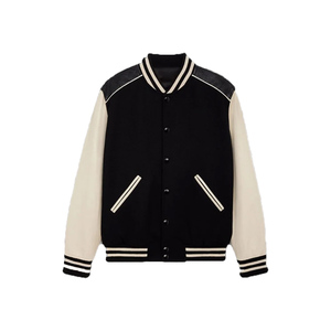 Veste universitaire en cuir véritable sur mesure, vente en gros d'usine, conception OEM, respirante, coupe-vent, haute qualité, broderie sur le devant pour hommes - Product Image 1