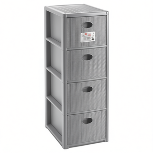 ELEGANCE Grey 30306 Stefanplast Cajonera Delgada 4C (30x40x80cm) Cajones y Carros de Almacenamiento de Plástico que Ahorran Espacio - Product Image 2